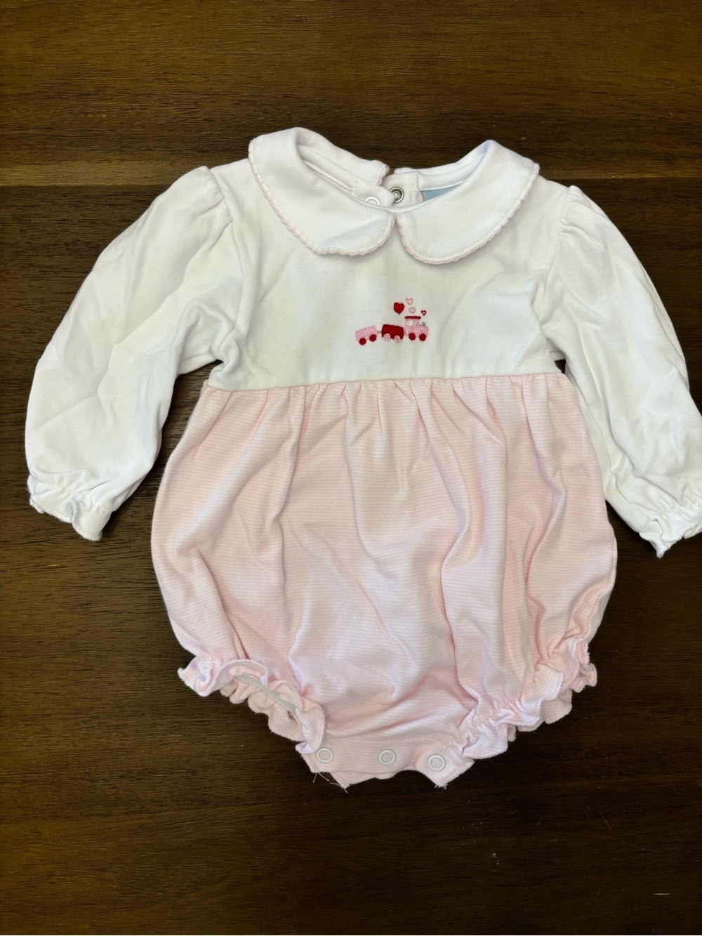 Baby Pink & White Ruffle Collar One-Piece